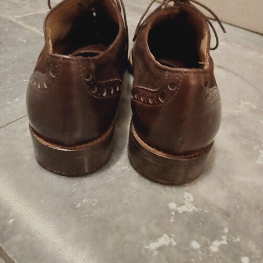 Made In Italy Brown Leather Laceup Brogue Shoes Size 38 or 7 Innovare - Picture 8 of 9